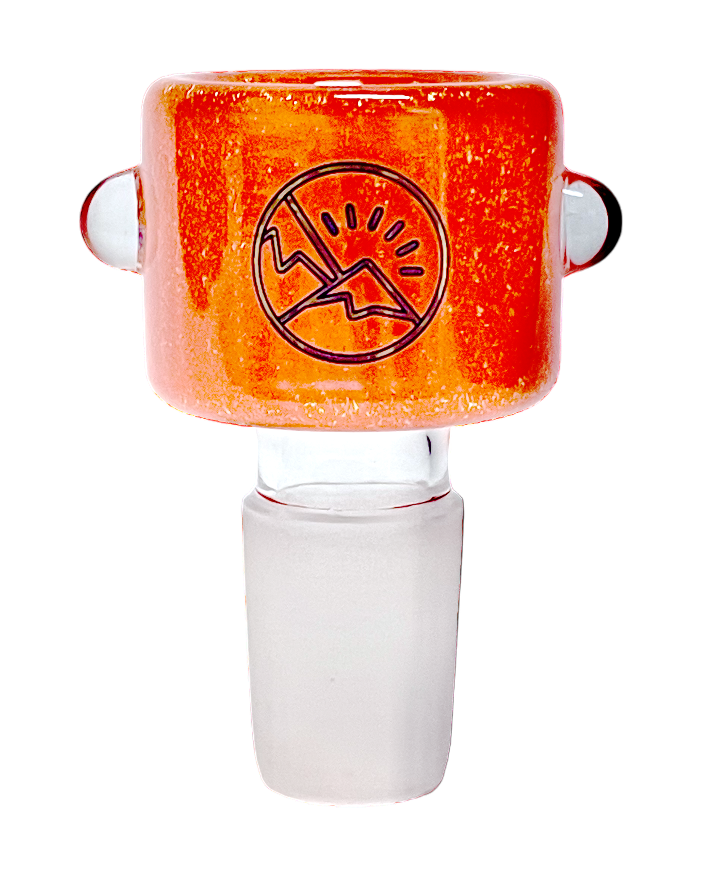 An orange 18mm Oro Glass Company Dichro Slide Bowl.