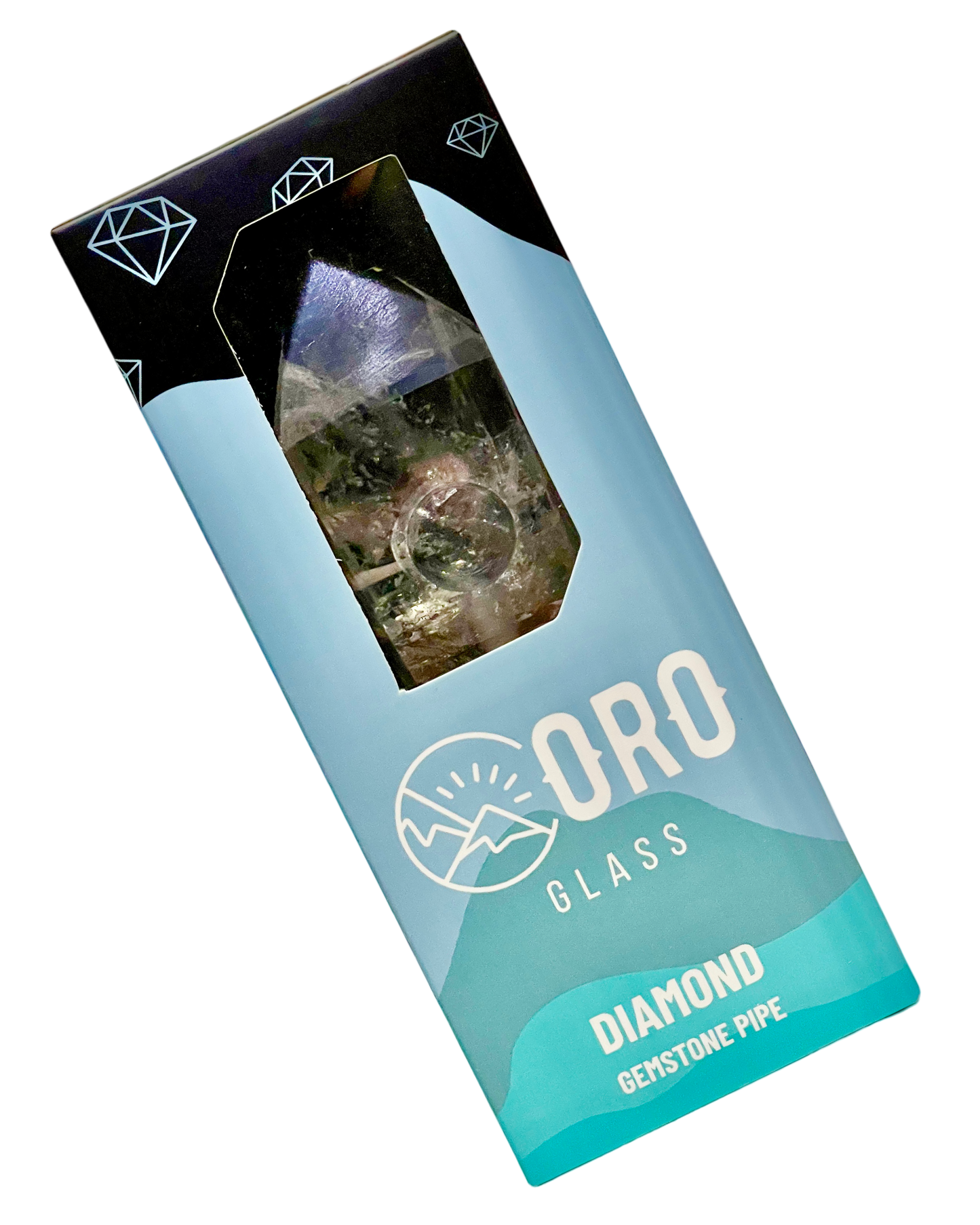 A Diamond Oro Gemstone Pipe in its packaging.