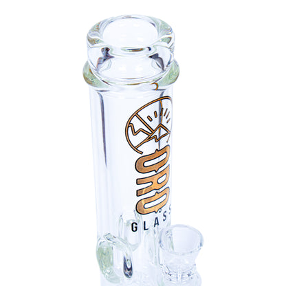 The mouthpiece of an Oro Glass Company Lode Thick Straight Tube Water Pipe.